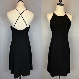 Vintage 90s Little Black Dress Criss Cross Strappy Jump Apparel Wednye Chaitin